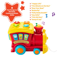 Load image into Gallery viewer, KiddoLab Toy Train - Interactive & Educational Pull Toy for Babies, Toddlers, Children - Numbers & Animal Sound Buttons, 8 Songs, Volume Control, Flashing Light - For Kids Ages 6 Months & Up
