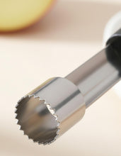 Load image into Gallery viewer, Premium Apple Corer Tool 4 Pack – Boxiki Kitchen Stainless Steel Apple Core Remover, Fruit Corer for Pears, Cucumbers, Cupcakes & More – Dishwasher Safe