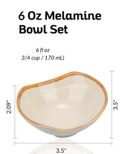 Load image into Gallery viewer, Ultra-Strong 6 Oz Melamine Dip Bowls Set, Small Bowl Soy Sauce Dish Set of 3, Condiment Server, Can be Used for Dessert, Ketchup, Vinegar, BBQ and Party Dinner
