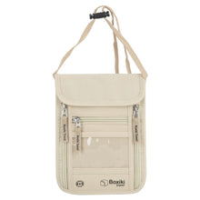 Load image into Gallery viewer, RFID Travel Neck Wallet - Beige | Sleek, Secure Passport Holder and Money Pouch with Adjustable Neck Strap for Men and Women to Keep Cash, Credit Cards & Travel Documents Safe