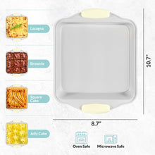 Load image into Gallery viewer, Boxiki Kitchen 8x8 Baking Pan - Non Stick Ceramic Square Cake Pan for Oven - Brownie Pan with Silicon Handle, Durable & Warp Resistant
