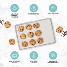Load image into Gallery viewer, Boxiki Kitchen Nonstick Ceramic Baking Sheet/Cookie Sheet - Set of 2, Durable and Easy to Clean Baking Pans for Kitchen - Dishwasher and Freezer Safe, PFAS-Free (Half Sheet Pan)
