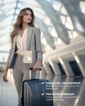 Load image into Gallery viewer, RFID Travel Neck Wallet - Beige | Sleek, Secure Passport Holder and Money Pouch with Adjustable Neck Strap for Men and Women to Keep Cash, Credit Cards & Travel Documents Safe