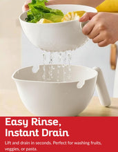 Load image into Gallery viewer, Multi Functional Draining Basket – Double Layer Colander & Bowl for Pasta, Fruits & Vegetables – Durable BPA-Free, Dishwasher Safe (Milky White).