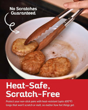 Load image into Gallery viewer, Boxiki Kitchen 9 Inch Tongs for Cooking with Wooden Tips - Nonstick Kitchen Tongs for Serving Food, Grilling, Cooking, BBQ and Tossing Salad - Made of Natural Walnut Wood