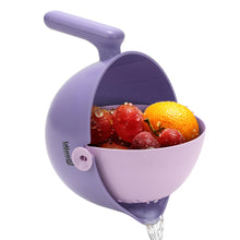 Load image into Gallery viewer, Multi Functional Draining Basket – Double Layer Colander & Bowl for Pasta, Fruits & Vegetables – Durable BPA-Free, Dishwasher Safe - Purple.