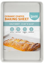 Load image into Gallery viewer, Boxiki Kitchen Non-Stick Ceramic Baking Sheet - Slick & Non-Toxic Ceramic Coating, PTFE & PFOA Free Cookie Sheet Pan - Ceramic Cookie Sheet, Perfect for Baking, Roasting, and More (Half Sheet Pan)