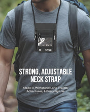 Load image into Gallery viewer, RFID Travel Neck Wallet - Black | Sleek, Secure Passport Holder and Money Pouch with Adjustable Neck Strap for Men and Women to Keep Cash, Credit Cards and Travel Documents Safe.