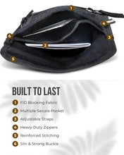 Load image into Gallery viewer, RFID Travel Neck Wallet - Black | Sleek, Secure Passport Holder and Money Pouch with Adjustable Neck Strap for Men and Women to Keep Cash, Credit Cards and Travel Documents Safe.