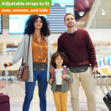 Load image into Gallery viewer, Boxiki Travel, Black Money Belt with RFID Sleeves Set - 8 Pcs Navy Blue | Secure Waist Bag and RFID Card Holder for Men and Women