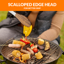 Load image into Gallery viewer, Boxiki Kitchen Tongs for Cooking with Wooden Tips - Nonstick Cooking Tongs & Salad Tongs for Serving Food, Grilling, Cooking, BBQ and Tossing Salad - Made of Natural Walnut Wood, Size 11-inch