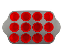 Load image into Gallery viewer, Premium Non-Stick 12-Cup Silicone Liners Muffin Pan by Boxiki Kitchen - Boxiki Kitchen
