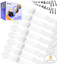 Load image into Gallery viewer, 8 PC Adjustable Anti-Tip Furniture Anchor Safety Straps by Boxiki Kids - Boxiki kids