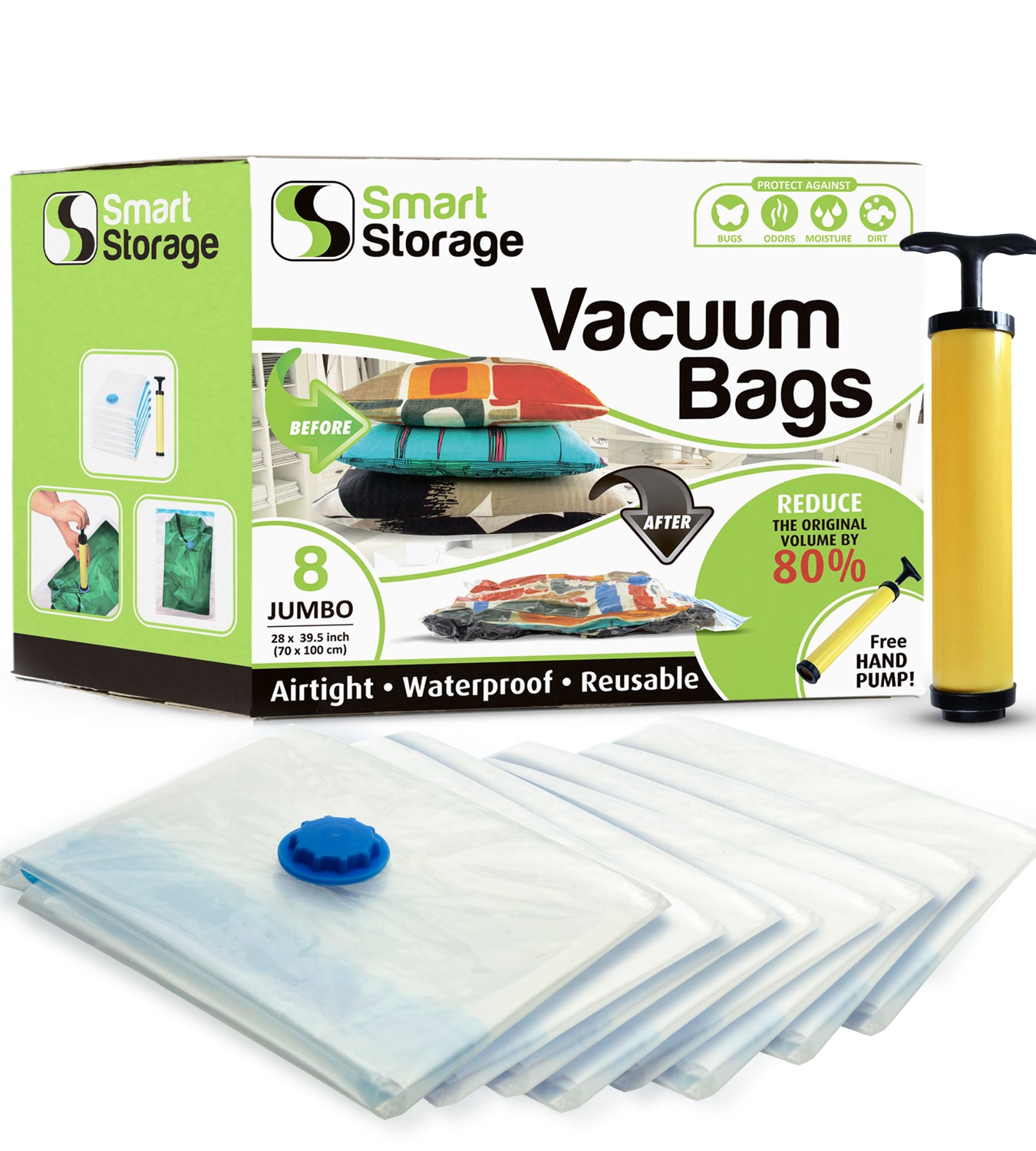 Vacuum Storage Bags, 8 Jumbo Space Saver Vacuum Seal Storage Bags for  Clothes, Comforters and Blankets (8 Jumbo)
