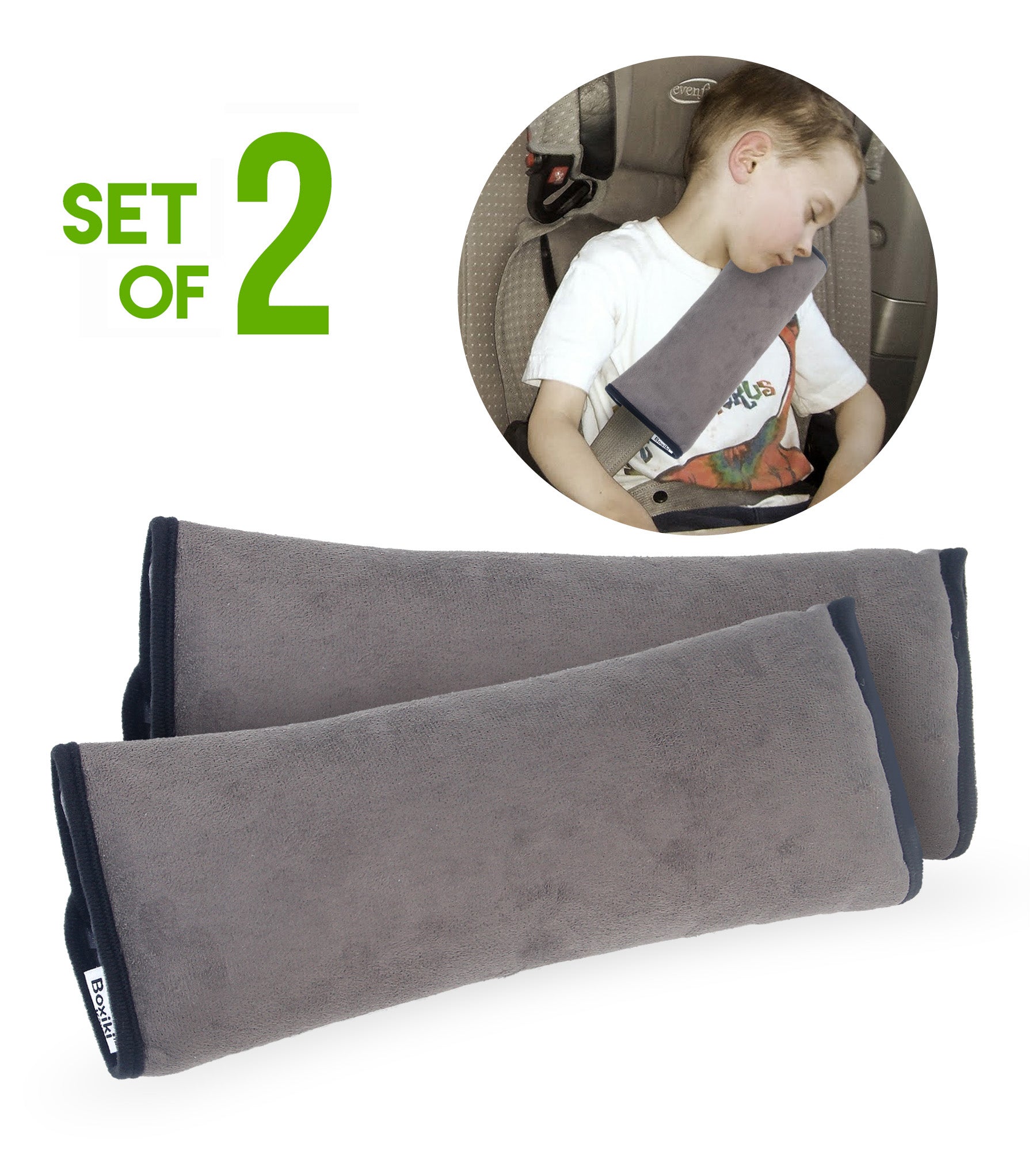 Boxiki Travel Set of 2 Seatbelt Covers for Adults, Kids - Seat Belt Cu