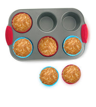 Load image into Gallery viewer, 6-Cup Mini Muffin Pan + Silicone Muffin Cup Liners by Boxiki Kitchen - Boxiki Kitchen