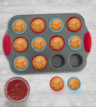 Load image into Gallery viewer, 12-Cup Mini Muffin Pan + Silicone Muffin Cup Liners by Boxiki Kitchen - Boxiki Kitchen