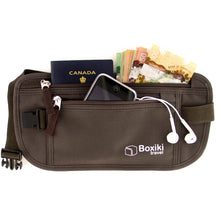 Load image into Gallery viewer, RFID Travel Money Belt Anti-Theft Unisex (Brown) by Boxiki Travel - Boxiki Travel