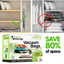 Load image into Gallery viewer, 6 PC Space Saver Vacuum Bags (Large) + Travel Pump by Smart Storage - Smart Storage