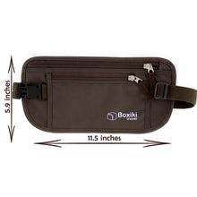 Load image into Gallery viewer, RFID Travel Money Belt Anti-Theft Unisex (Brown) by Boxiki Travel - Boxiki Travel