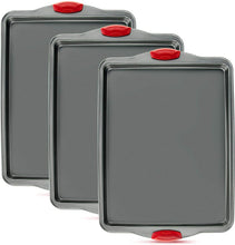 Load image into Gallery viewer, Nonstick Baking Sheet Tray Set of 3 - These Cookie Sheet Pans are Non-toxic, Dent, Warp, and Rust Resistant. Made with Heavy Gauge Carbon Steel for Oven Baking Sheets.