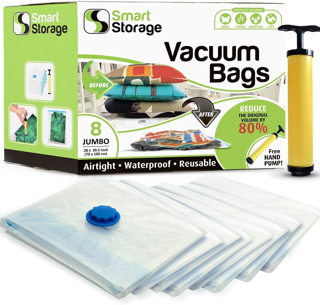 Vacuum Storage Bags , Small Space Saver Sealer Bags , Airtight Compression  Bags for Clothes, Pillows, Comforters, Blankets, Beddings, Pack of 10