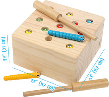 Load image into Gallery viewer, Boxiki kids Wooden Montessori Toys for Babies, Toddlers & Kids, Fine Motor Skills, Magnetic Worm Game for 1 2 3 4 Years Old
