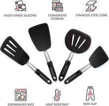 Load image into Gallery viewer, Silicone Rubber Spatula for Nonstick Cookware By Boxiki Kitchen - Cooking Utensils Egg Spatula, Pancake Spatula Utensils -BPA free Kitchen Utensil with Heat Resistant Silicone - Utensils Set of 4