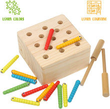 Load image into Gallery viewer, Boxiki kids Wooden Montessori Toys for Babies, Toddlers & Kids, Fine Motor Skills, Magnetic Worm Game for 1 2 3 4 Years Old