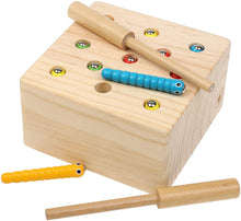 Load image into Gallery viewer, Boxiki kids Wooden Montessori Toys for Babies, Toddlers & Kids, Fine Motor Skills, Magnetic Worm Game for 1 2 3 4 Years Old