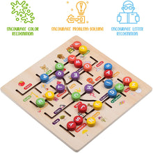 Load image into Gallery viewer, Boxiki kids Wooden Alphabet Puzzle. Alphabet Board for Kids with Wooden Letters. Best Learning ABC Puzzles That Help in Developing Motor Skills, Concentration and Imagination in Children.