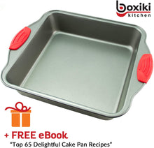 Load image into Gallery viewer, Boxiki Kitchen Non-Stick Steel 8x8 Square Baking Pan Durable, Oven &amp; Dishwasher Safe - Premium Quality Brownie Pan With Non Toxic &amp; Easy Release Coating.
