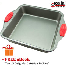 Load image into Gallery viewer, Boxiki Kitchen Non-Stick Steel 8x8 Square Baking Pan Durable, Oven & Dishwasher Safe - Premium Quality Brownie Pan With Non Toxic & Easy Release Coating.