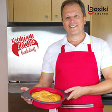 Load image into Gallery viewer, Boxiki Kitchen 9 Inch Non-Stick Silicone Round Cake Pan with Steel Frame Handles - Perfect for Baking Delicious Round Cakes