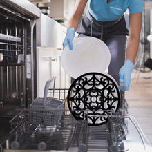 Load image into Gallery viewer, Boxiki Kitchen Silicone Trivet Mat | Trivets for Hot Dishes | Silicone Pads | Silicone Trivets | Silicone Microwave Mats | Pot Mat | Mexican Wall Decor (Black)