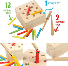Load image into Gallery viewer, Boxiki kids Wooden Montessori Toys for Babies, Toddlers & Kids, Fine Motor Skills, Magnetic Worm Game for 1 2 3 4 Years Old