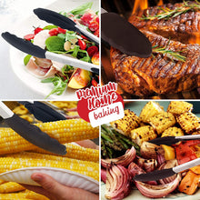 Load image into Gallery viewer, Kitchen Tongs for Cooking with Silicone Tips by Boxiki Kitchen, BPA Free Stainless Steel set of 2 Silicone Tongs for Cooking, Grilling & Toss a Salad, Heat Resistant Grill Tongs for Serving Food.