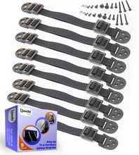 Load image into Gallery viewer, Furniture Straps - Anti Tip Strap for Baby Proofing & Child Safety - 8 Pack of Adjustable Wall Straps and TV Straps - Fixings to Anchor Shelves & Cabinets(Black)