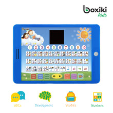Load image into Gallery viewer, Boxiki kids Spanish-English Learning Bilingual Tablet Educational Toy with LED Screen Display. Learn Spanish and English with ABC Games and Spelling. Kids Love Our Interactive Educational Toys