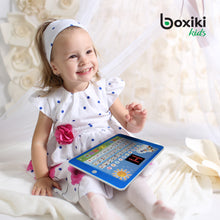 Load image into Gallery viewer, Boxiki kids Spanish-English Learning Bilingual Tablet Educational Toy with LED Screen Display. Learn Spanish and English with ABC Games and Spelling. Kids Love Our Interactive Educational Toys