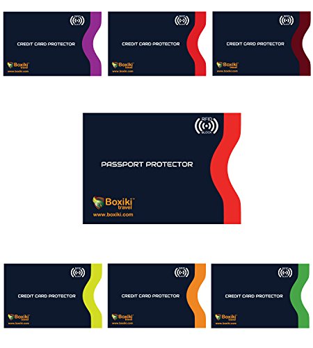 Boxiki Travel RFID Blocking Sleeves, Set including Color Coding. Identity Theft Prevention RFID Credit Card Holders (Navy 7 PCS) Boxiki Travel RFID Blocking Sleeves, Set including Color Coding. Identity Theft Prevention RFID Credit Card Holders (Navy 7 PCS)