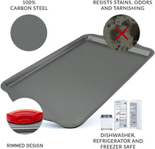 Load image into Gallery viewer, Boxiki Kitchen Non-Stick Baking & Cookie Sheet Pan Non-Toxic 11x14 Inch Rimmed Carbon Steel Baking Sheet. Dent, Warp and Rust Resistant. Heavy Gauge Steel Oven Baking Sheet. 1 Tray.