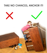 Load image into Gallery viewer, 8 PC Adjustable Anti-Tip Furniture Anchor Safety Straps by Boxiki Kids - Boxiki kids
