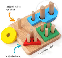 Load image into Gallery viewer, Montessori Toys for 1 to 3 Year Old Boys, Girls & Toddlers - Wooden Shape Sorter & Stacking Toys for Toddlers - Developmental, Learning & Educational Toys, Color Recognition Stacker, Baby Puzzles Gift
