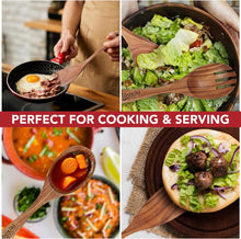Load image into Gallery viewer, Luxury Teak Wood Utensil Set - Elegant 6-Piece Cooking Ensemble Including Spoons, Server, Scraper &amp; Spatula - Expertly Crafted for Culinary Excellence
