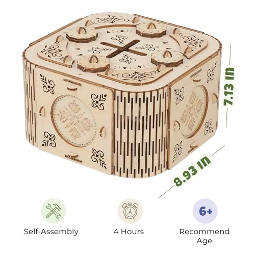 DIY Wooden Puzzle Treasure Box Kit - 3D Mechanical Model Craft
