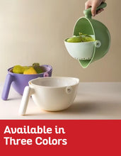 Load image into Gallery viewer, Multi Functional Draining Basket – Double Layer Colander &amp; Bowl for Pasta, Fruits &amp; Vegetables – Durable BPA-Free, Dishwasher Safe (Milky White).
