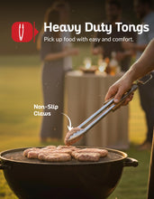 Load image into Gallery viewer, 3 PCS BBQ Tool Set – Stainless Steel Grill Accessories Kit with Spatula, Fork &amp; Tong – Heavy Duty Barbecue Utensil Set for Outdoor Cooking, Camping &amp; Backyard BBQ
