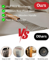 Load image into Gallery viewer, Fish Turner with Wood Handle – Stainless Steel Slotted Spatula for Frying, Grilling &amp; Cooking – Professional Fish Flipper &amp; Burger Turner
