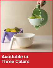 Load image into Gallery viewer, Multi Functional Draining Basket – Double Layer Colander &amp; Bowl for Pasta, Fruits &amp; Vegetables – Durable BPA-Free, Dishwasher Safe - Purple.
